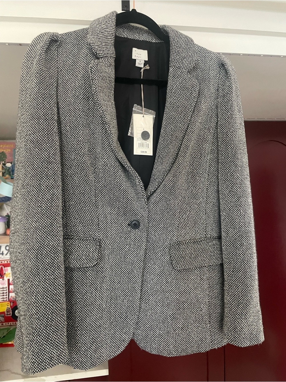 a new day Black and White Tweed Blazer - Picture 1 of 4
